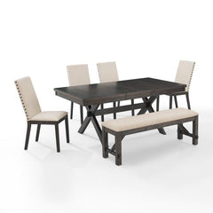 Crosley Hayden 90 Inch 6pc Dining Set Slate - KF13075SL - The Home Selection