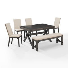 Crosley Hayden 90 Inch 6pc Dining Set Slate - KF13075SL - The Home Selection