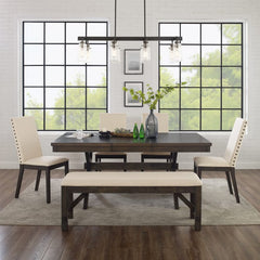 Crosley Hayden 90 Inch 6pc Dining Set Slate - KF13075SL - The Home Selection