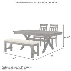 Crosley Hayden 91 Inch 4pc Dining Set - KF13025SL - The Home Selection