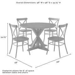Crosley Hayden 98 Inch 5pc Round Dining Set W/Camille Chairs Matte-Black - KF20010SL-MB - The Home Selection