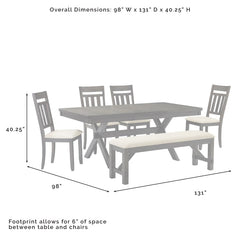 Crosley Hayden 98 Inch 6pc Dining Set Slate - KF13028SL - The Home Selection