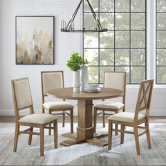 Crosley Joanna 102 Inch 5pc Round Dining Set Rustic-Brown - KF13063RB-RB - The Home Selection