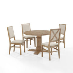 Crosley Joanna 102 Inch 5pc Round Dining Set Rustic-Brown - KF13063RB-RB - The Home Selection