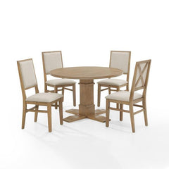 Crosley Joanna 102 Inch 5pc Round Dining Set Rustic-Brown - KF13063RB-RB - The Home Selection
