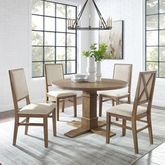 Crosley Joanna 102 Inch 5pc Round Dining Set Rustic-Brown - KF13063RB-RB - The Home Selection