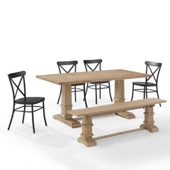 Crosley Joanna 121 Inch 6pc Dining Set W/Camille Chairs Matte-Black - KF20023RB-MB - The Home Selection