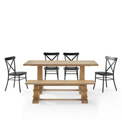 Crosley Joanna 121 Inch 6pc Dining Set W/Camille Chairs Matte-Black - KF20023RB-MB - The Home Selection