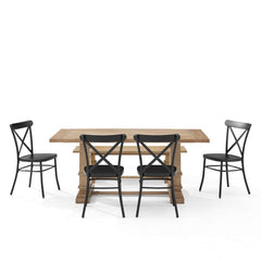 Crosley Joanna 121 Inch 6pc Dining Set W/Camille Chairs Matte-Black - KF20023RB-MB - The Home Selection