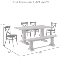Crosley Joanna 121 Inch 6pc Dining Set W/Camille Chairs Matte-Black - KF20023RB-MB - The Home Selection