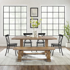 Crosley Joanna 121 Inch 6pc Dining Set W/Camille Chairs Matte-Black - KF20023RB-MB - The Home Selection