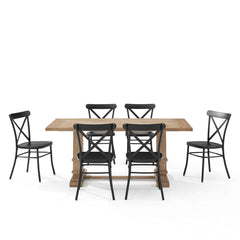 Crosley Joanna 123 Inch 7pc Dining Set W/Camille Chairs Matte-Black - KF20008RB-MB - The Home Selection