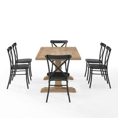 Crosley Joanna 123 Inch 7pc Dining Set W/Camille Chairs Matte-Black - KF20008RB-MB - The Home Selection