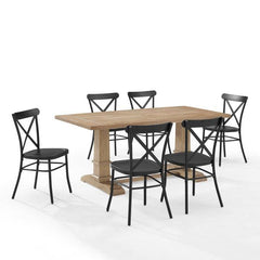Crosley Joanna 123 Inch 7pc Dining Set W/Camille Chairs Matte-Black - KF20008RB-MB - The Home Selection