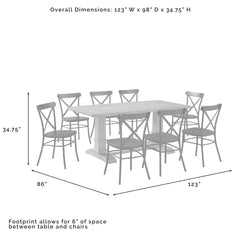 Crosley Joanna 123 Inch 9pc Dining Set W/Camille Chairs Matte-Black - KF20009RB-MB - The Home Selection