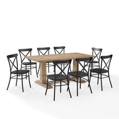 Crosley Joanna 123 Inch 9pc Dining Set W/Camille Chairs Matte-Black - KF20009RB-MB - The Home Selection