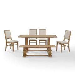 Crosley Joanna 126 Inch 6pc Dining Set Rustic-Brown - KF20021RB - The Home Selection