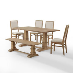 Crosley Joanna 126 Inch 6pc Dining Set Rustic-Brown - KF20021RB - The Home Selection