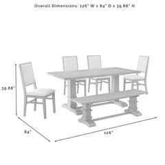Crosley Joanna 126 Inch 6pc Dining Set Rustic-Brown - KF20021RB - The Home Selection