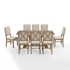 Crosley Joanna 126 Inch 9pc Dining Set Rustic-Brown - KF13069RB-RB - The Home Selection