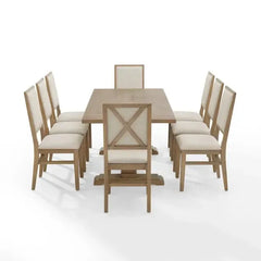Crosley Joanna 126 Inch 9pc Dining Set Rustic-Brown - KF13069RB-RB - The Home Selection