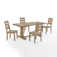 Crosley Joanna 128 Inch 5pc Dining Set Rustic-Brown - KF13064RB-RB - The Home Selection