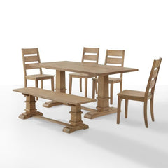 Crosley Joanna 128 Inch 6pc Dining Set Rustic-Brown - KF20020RB - The Home Selection