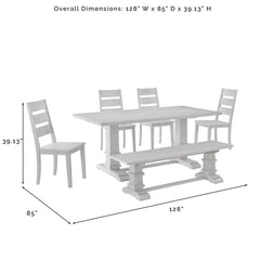 Crosley Joanna 128 Inch 6pc Dining Set Rustic-Brown - KF20020RB - The Home Selection
