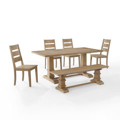 Crosley Joanna 128 Inch 6pc Dining Set Rustic-Brown - KF20020RB - The Home Selection