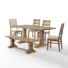 Crosley Joanna 128 Inch 6pc Dining Set Rustic-Brown - KF20022RB - The Home Selection