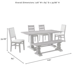 Crosley Joanna 128 Inch 6pc Dining Set Rustic-Brown - KF20022RB - The Home Selection