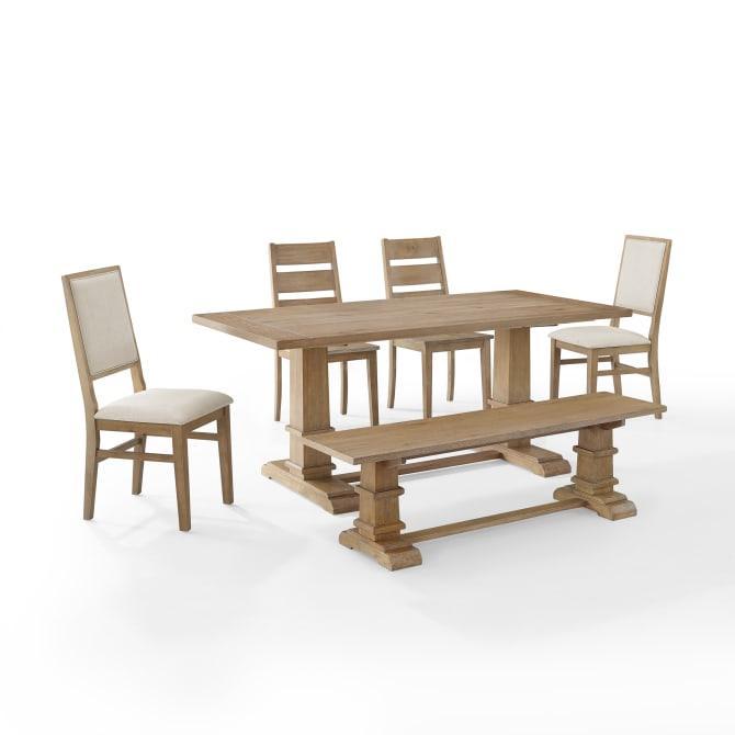Crosley Joanna 128 Inch 6pc Dining Set Rustic-Brown - KF20022RB - The Home Selection