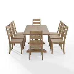 Crosley Joanna 128 Inch 9pc Dining Set Rustic-Brown - KF13068RB-RB - The Home Selection