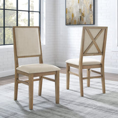 Crosley Joanna 2pc Upholstered Back Chair Set Rustic-Brown - CF501317-RB - The Home Selection