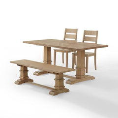 Crosley Joanna 72 Inch 4pc Dining Set Rustic-Brown - KF20017RB - The Home Selection