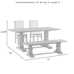 Crosley Joanna 72 Inch 4pc Dining Set Rustic-Brown - KF20018RB - The Home Selection