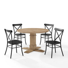Crosley Joanna 98 Inch 5pc Round Dining Set W/Camille Chairs Matte-Black - KF20007RB-MB - The Home Selection