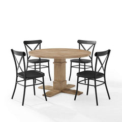 Crosley Joanna 98 Inch 5pc Round Dining Set W/Camille Chairs Matte-Black - KF20007RB-MB - The Home Selection