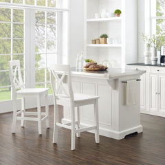Crosley Julia 50 Inch Stainless Steel Top Island W/X-Back Stools - KF30064 - The Home Selection