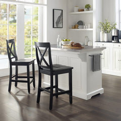 Crosley Julia 50 Inch Stainless Steel Top Island W/X-Back Stools - KF30064 - The Home Selection