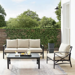 Crosley Kaplan 119 Inch 3pc Outdoor Metal Sofa Set - KO60031BZ - The Home Selection