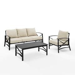 Crosley Kaplan 119 Inch 3pc Outdoor Metal Sofa Set - KO60031BZ - The Home Selection