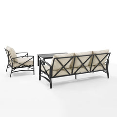 Crosley Kaplan 119 Inch 3pc Outdoor Metal Sofa Set - KO60031BZ - The Home Selection