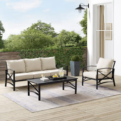 Crosley Kaplan 119 Inch 3pc Outdoor Metal Sofa Set - KO60031BZ - The Home Selection