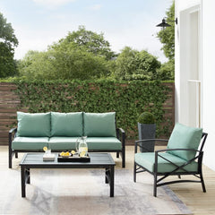 Crosley Kaplan 119 Inch 3pc Outdoor Metal Sofa Set - KO60031BZ - The Home Selection