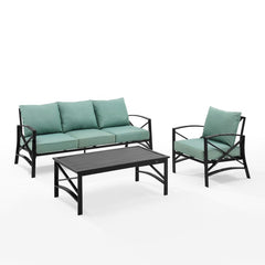 Crosley Kaplan 119 Inch 3pc Outdoor Metal Sofa Set - KO60031BZ - The Home Selection