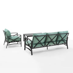 Crosley Kaplan 119 Inch 3pc Outdoor Metal Sofa Set - KO60031BZ - The Home Selection