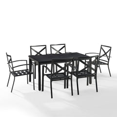Crosley Kaplan 121.50 Inch 7pc Outdoor Metal Dining Set - KO60020BZ - The Home Selection