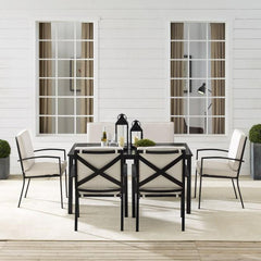 Crosley Kaplan 121.50 Inch 7pc Outdoor Metal Dining Set - KO60020BZ - The Home Selection