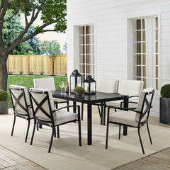 Crosley Kaplan 121.50 Inch 7pc Outdoor Metal Dining Set - KO60020BZ - The Home Selection